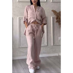 Connie | Two-piece set made of solid color cotton and linen