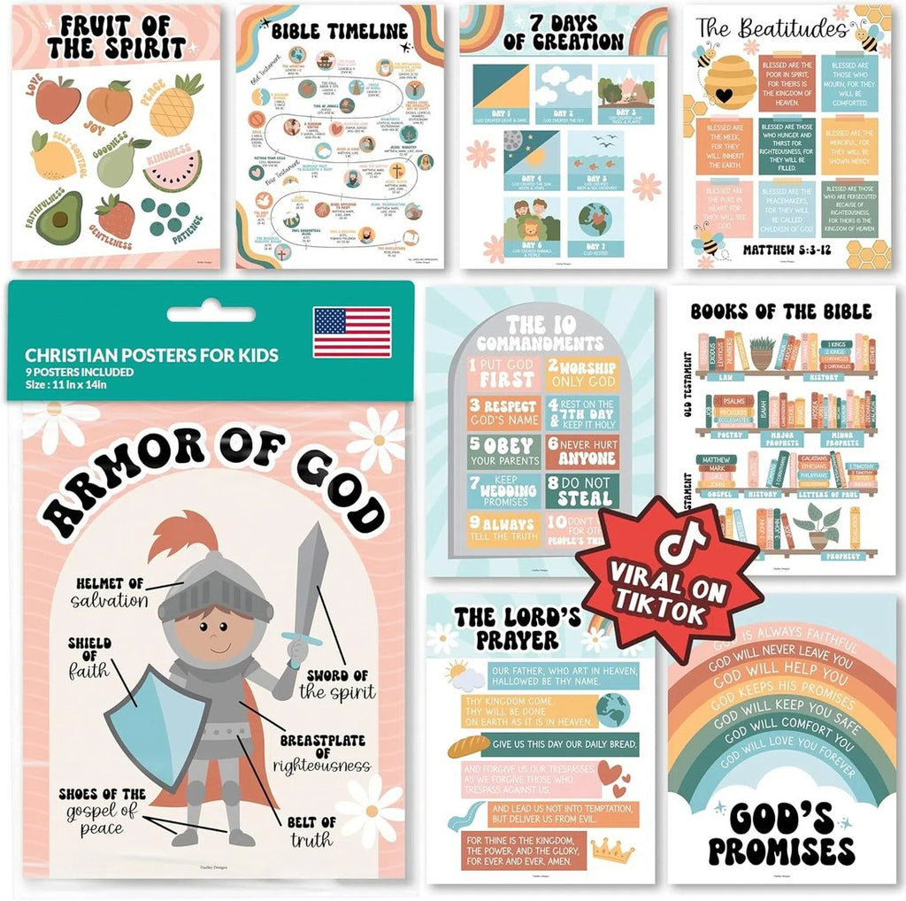 CHRISTIAN POSTERS FOR KIDS - 9 POSTERS INCLUDED