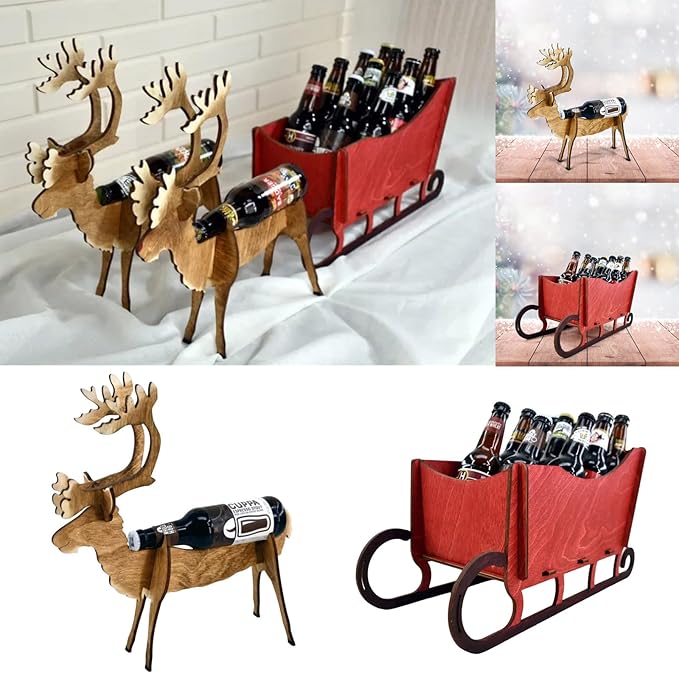 Christmas Reindeer Wine Bottle Holder Table Decoration