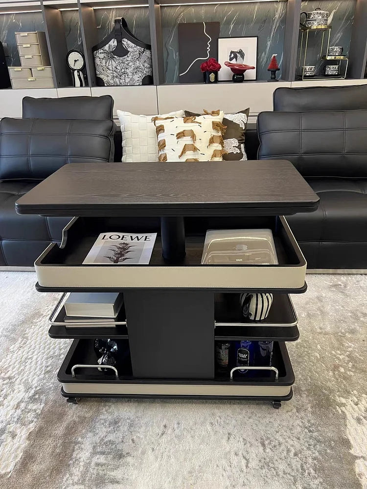 ✨Multifunctional Convertible Lift Table Coffee Table ☕ Living Room Adjustable Home Small Sofa Apartment Side Table With Four Small Sofa Stools