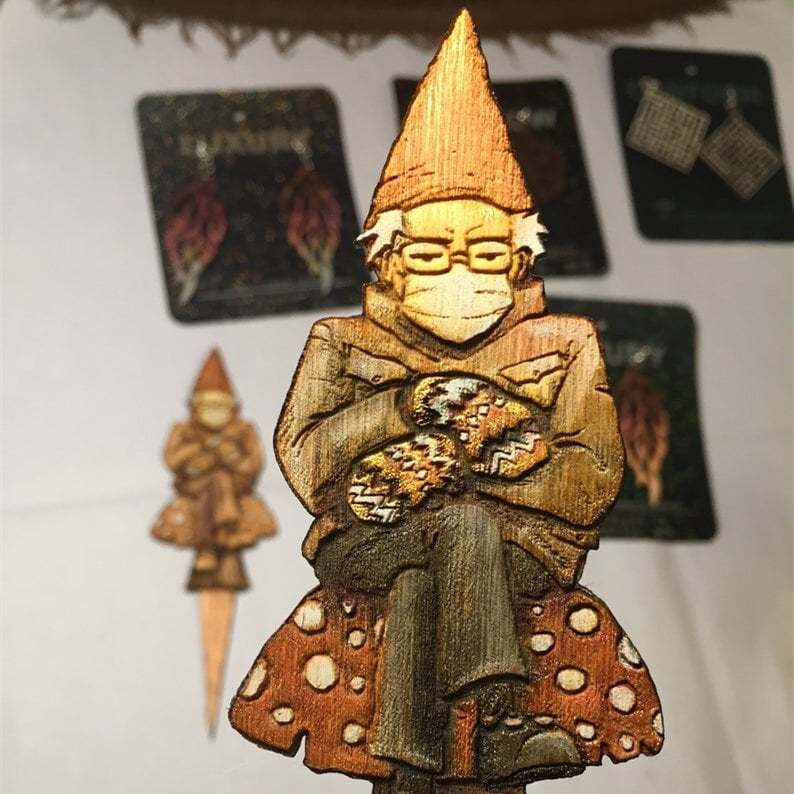 Bern in a fern 🍄Grumpy Bernie Gnome Plant/Garden Wood Stake