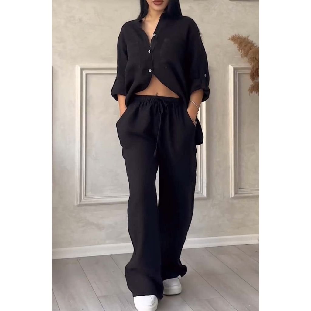 Connie | Two-piece set made of solid color cotton and linen