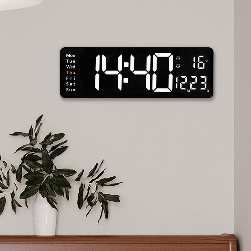 8.67''/16" Digital Wall Clock with RGB Color Changing Remote Control