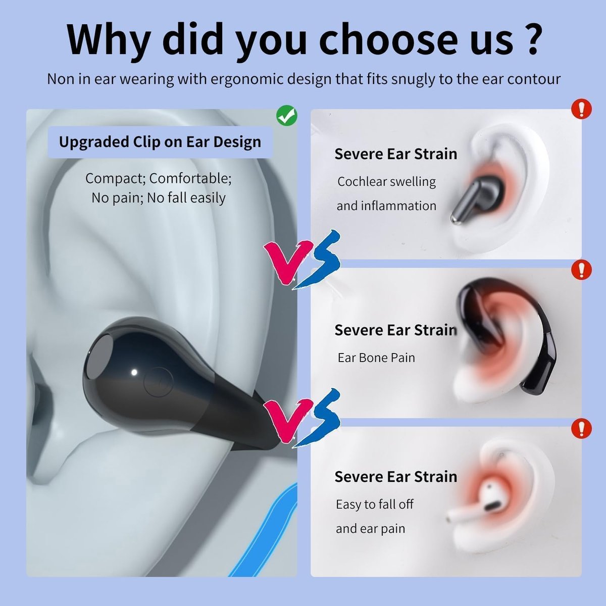 2025 New Arrival - Ear Clip Bluetooth Headphones with Touch Screen