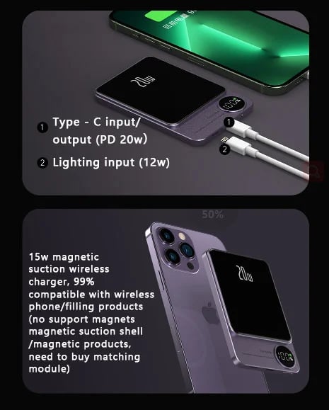 (🔥NEW YEAR Sale - 49% OFF)-Macsafe Powerbank Magnetic-(Buy 10000mAh save more)