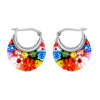 Blue Murano Style Basket Earrings in Stainless Steel
