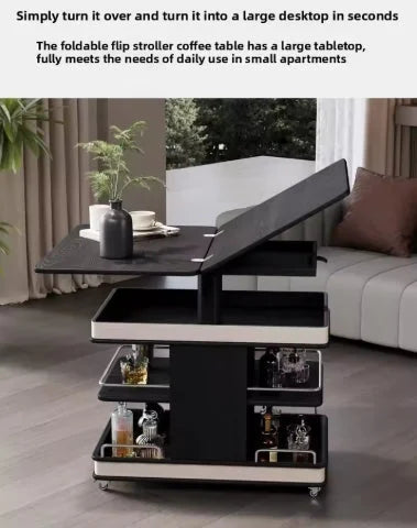 ✨Multifunctional Convertible Lift Table Coffee Table ☕ Living Room Adjustable Home Small Sofa Apartment Side Table With Four Small Sofa Stools