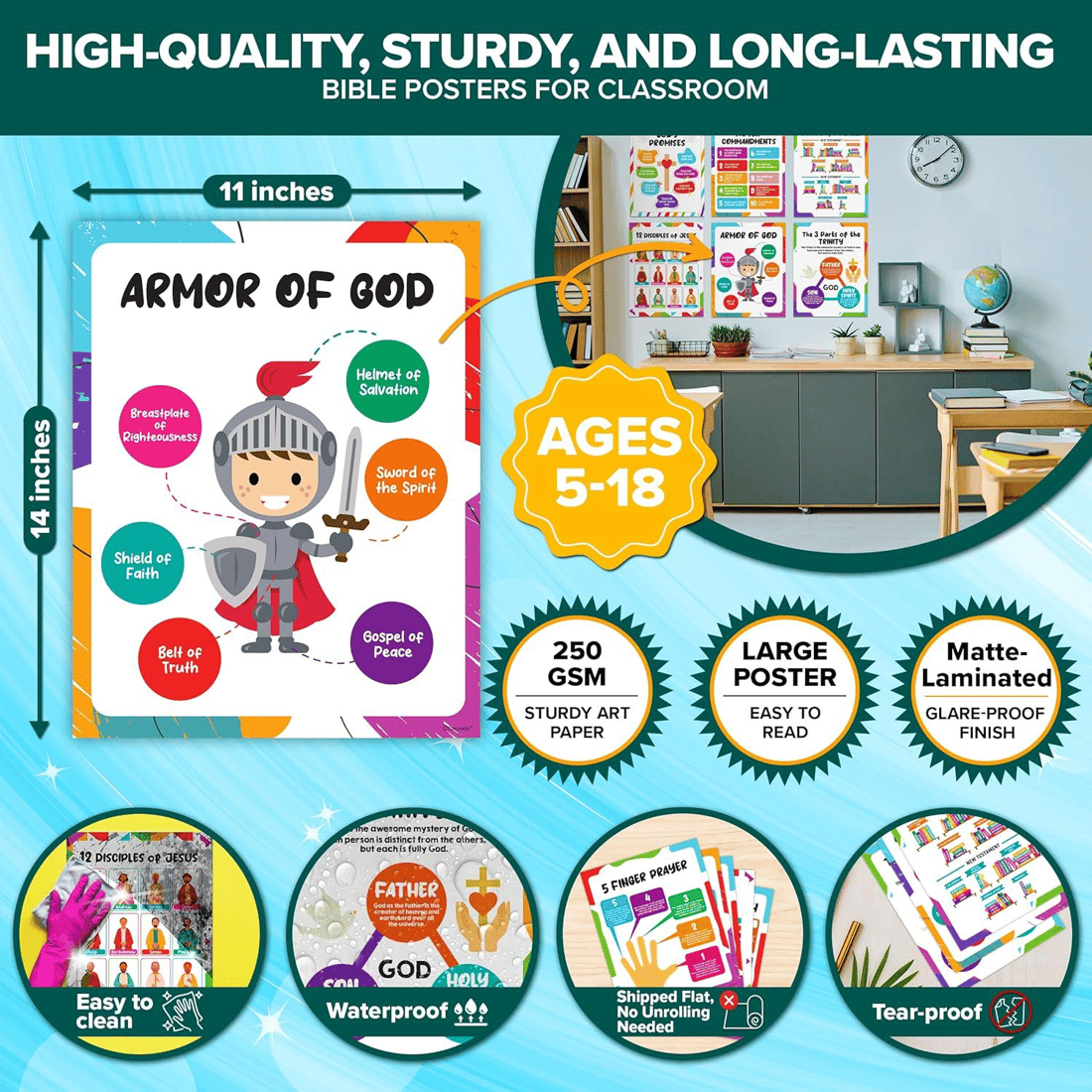 CHRISTIAN POSTERS FOR KIDS - 9 POSTERS INCLUDED