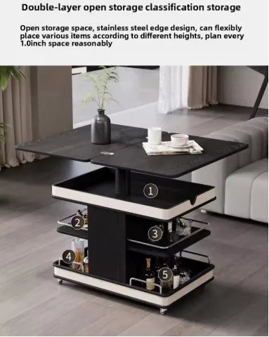 ✨Multifunctional Convertible Lift Table Coffee Table ☕ Living Room Adjustable Home Small Sofa Apartment Side Table With Four Small Sofa Stools