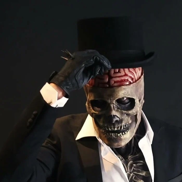 Bare brain skull latex mask