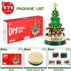 Christmas tree music box built with 361 building blocks