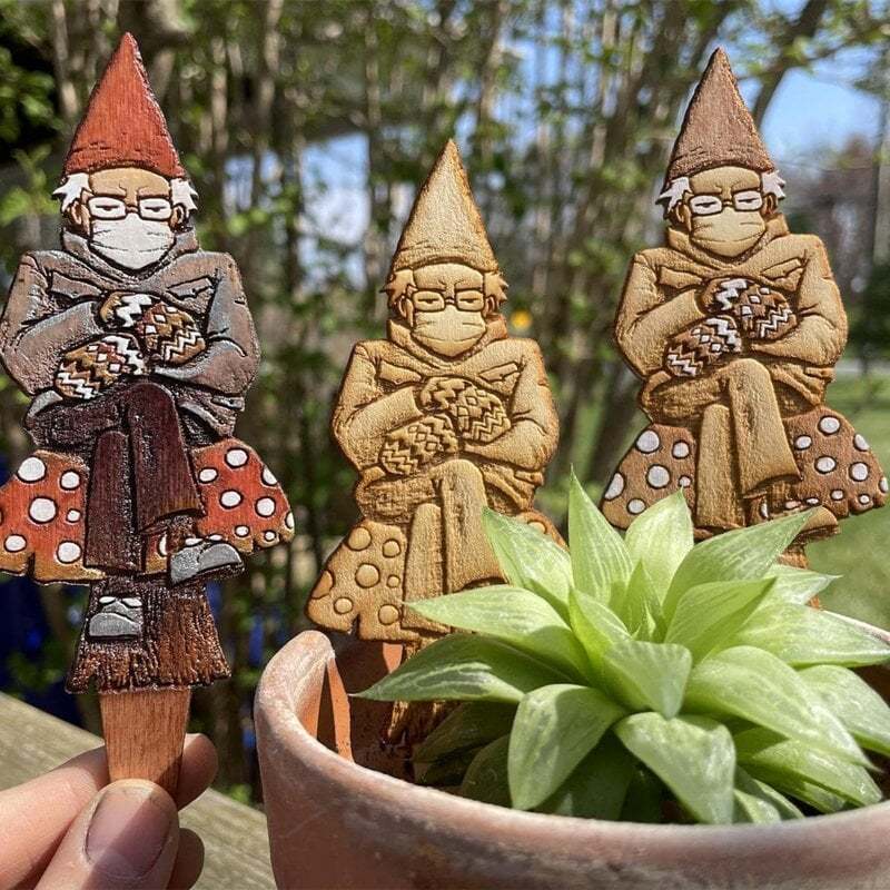 Bern in a fern 🍄Grumpy Bernie Gnome Plant/Garden Wood Stake