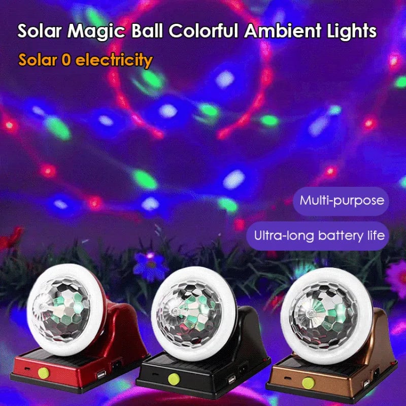 Disco Light Solar Charging Colorful Magic Ball RGB Atmosphere Light