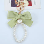 Cute Faux Pearl Decorated Wristlet Keychain