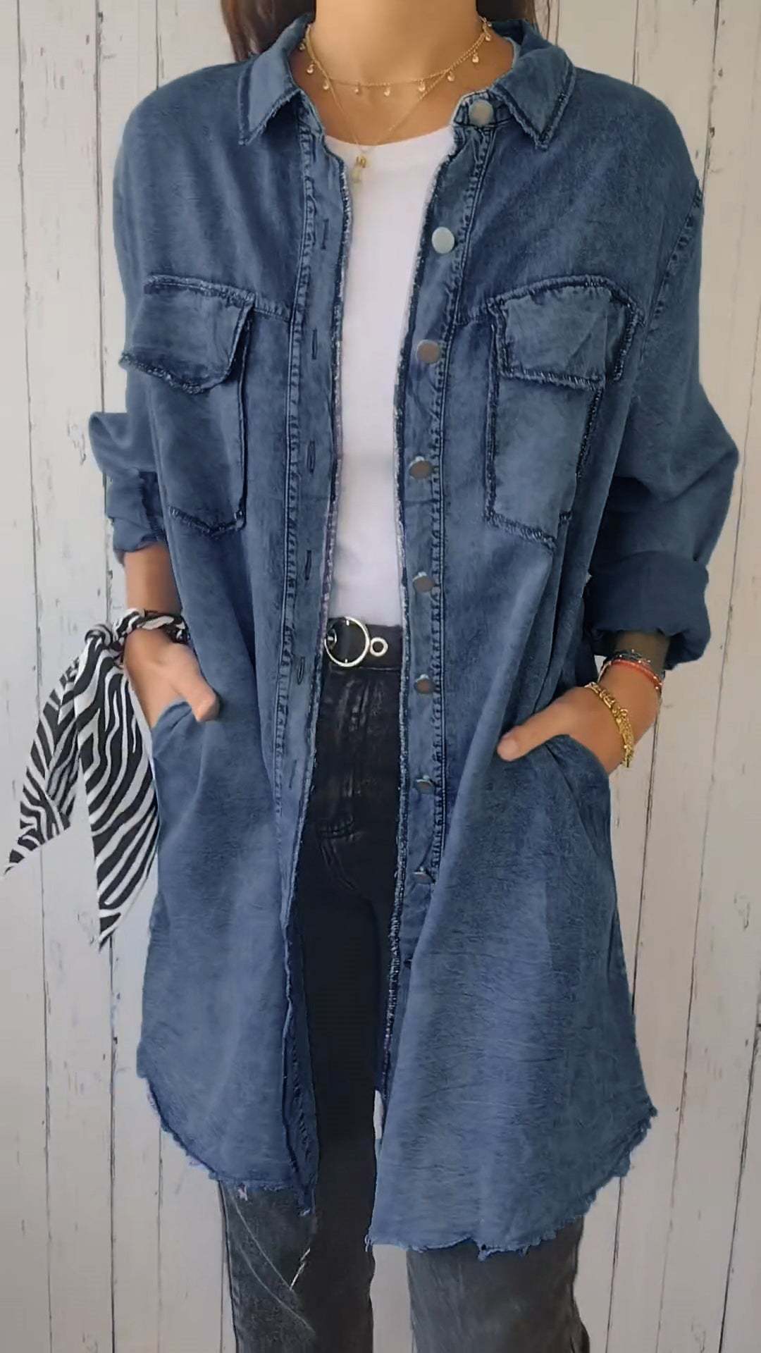 Denim Comfortable Long Coat Shirt