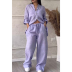 Connie | Two-piece set made of solid color cotton and linen