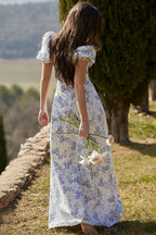 BLUE PRINT PUFF SLEEVE SUNDRESS