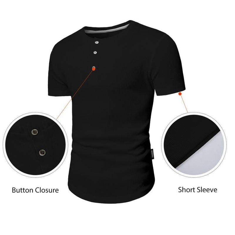 2025 Newest Men's Muscle Slim Henley Shirts with Button