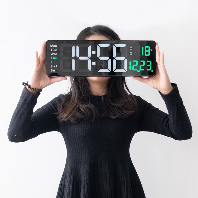 8.67''/16" Digital Wall Clock with RGB Color Changing Remote Control