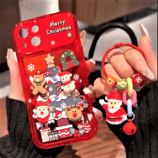 Christmas Tree Pendant Flip Mirror Case Cover For iPhone