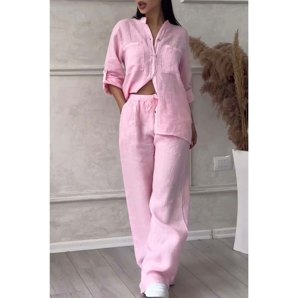 Connie | Two-piece set made of solid color cotton and linen
