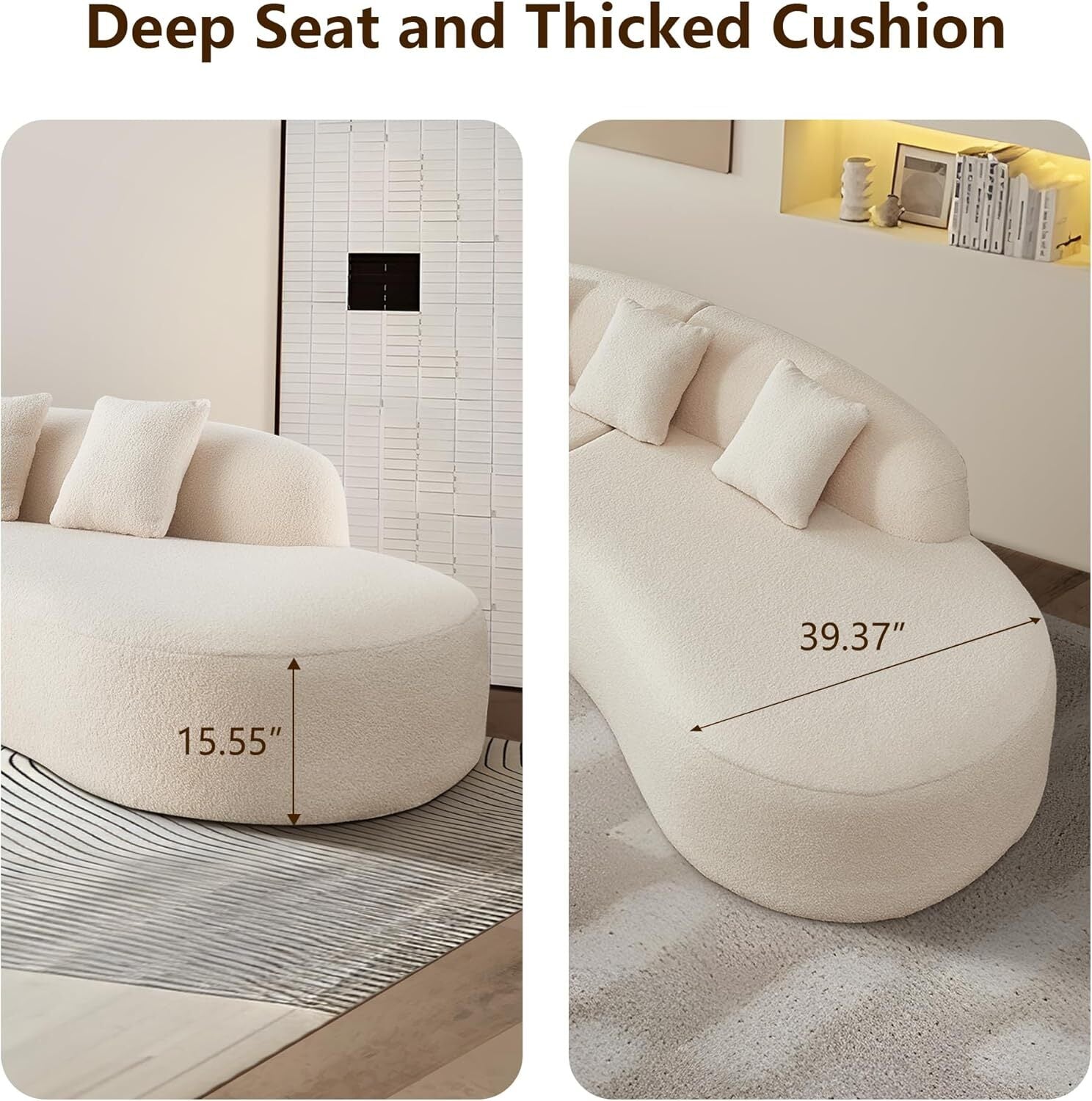 5 Seat Modern Curved Sectional Sofa No Assembly Require