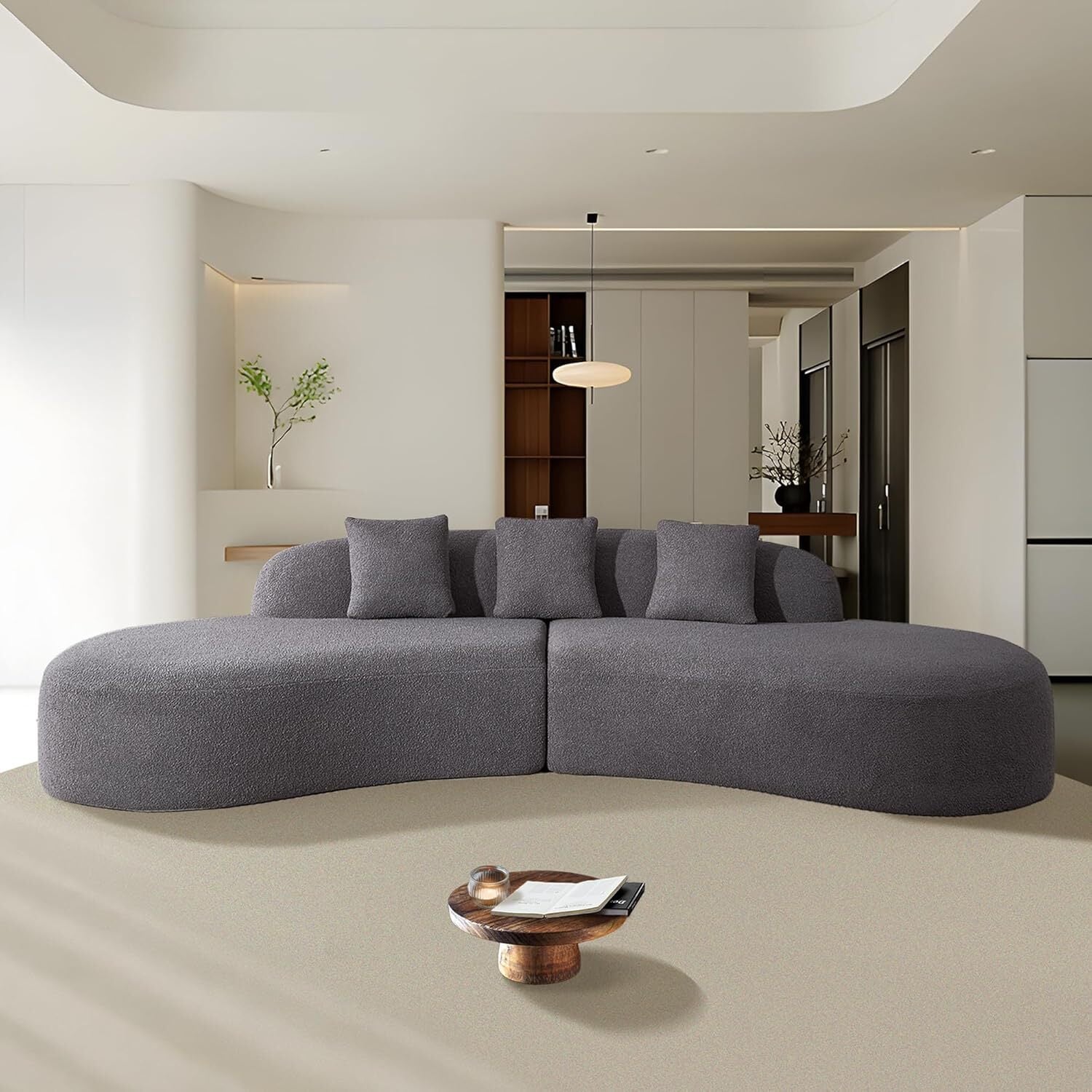 5 Seat Modern Curved Sectional Sofa No Assembly Require