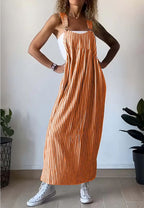 Casual striped suspender dress
