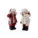 Children with Solar Lantern Figurines, Set of 2