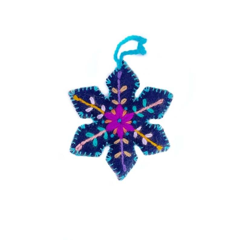 Colorful Snowflake Embroidered Wool Christmas Ornament