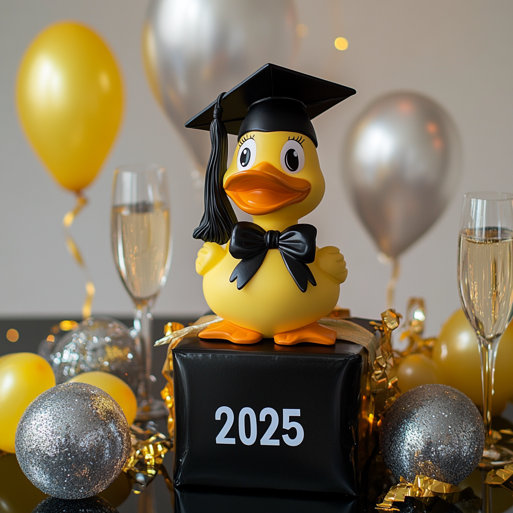 Congrats Grad! 2025 Graduation Duck Figurine - Unique Gift