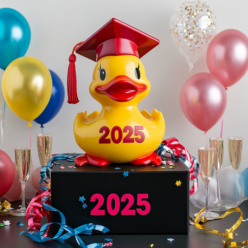 Congrats Grad! 2025 Graduation Duck Figurine - Unique Gift