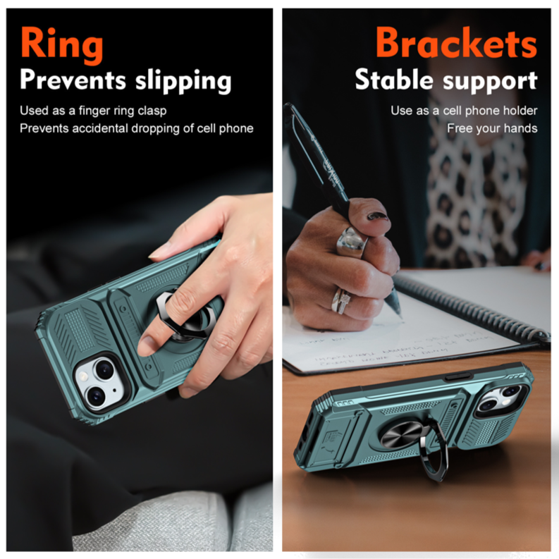 Card Slot Mecha Phone Case – Magnetic Compatible & Built-in Stand